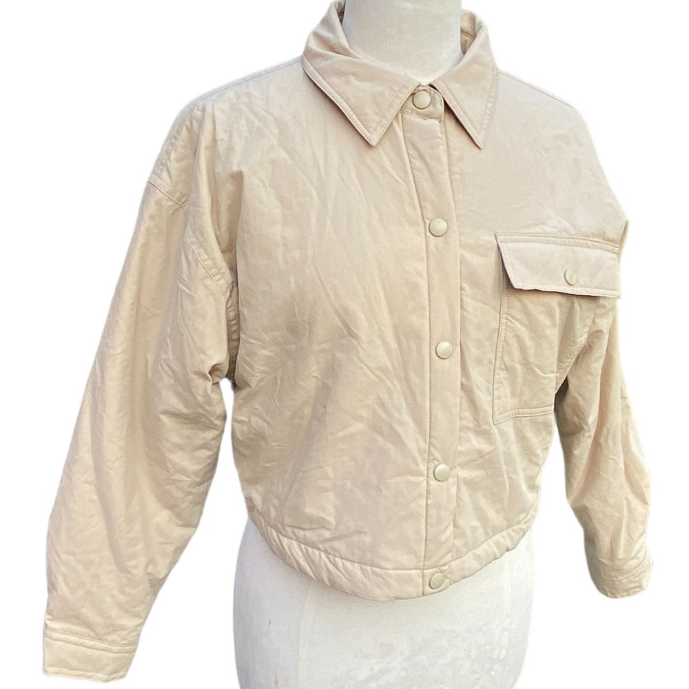 NWT Le Lis Utility Crop Neutral Cream Military Contemporary Shacket Jacket-XS